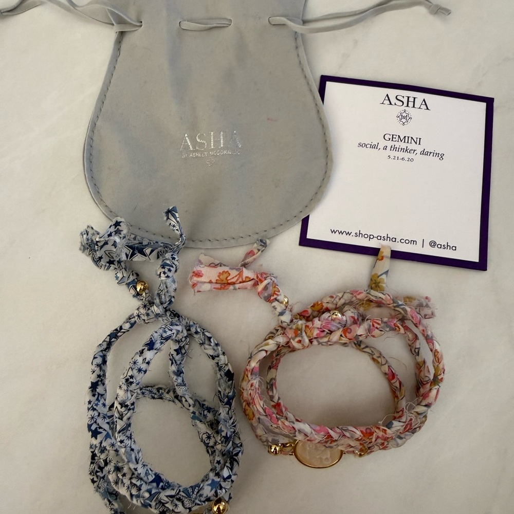 Asha Set of 2 Classic Braided Wrap Bracelets with Gemini Cameo